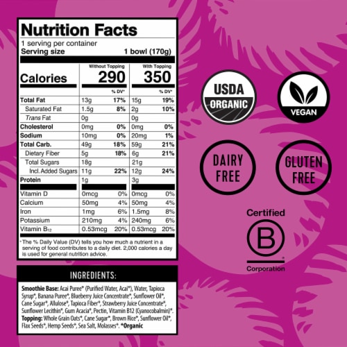 Pitaya Foods® Organic Acai Energy Smoothie Bowl Perspective: right