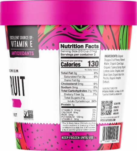 Pitaya Foods® Organic Dragon Fruit Sorbetter® Perspective: right