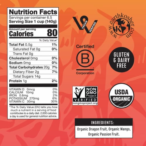 Pitaya Foods® Organic Tropical Immunity Blend Bite-Sized Pieces Perspective: right
