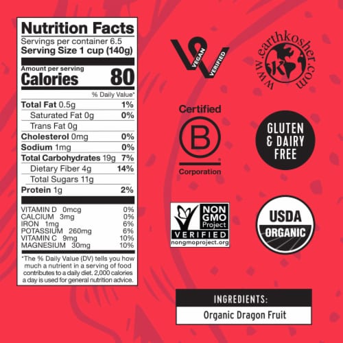 Pitaya Foods® Organic Dragon Fruit Bite-Sized Pieces Perspective: right