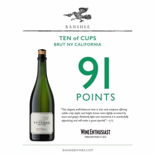 Banshee Brut Ten Of Cups Sparkling California Wine Perspective: right