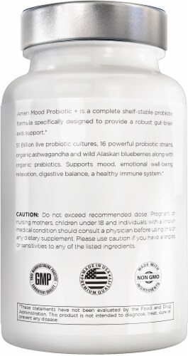 Codeage Advanced Gut-Brain Nutrition Amen Mood Probiotic Whole Food Dietary Supplement Perspective: right