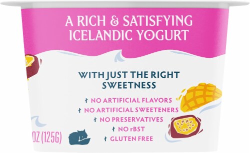 Icelandic Provisions Extra Creamy Skyr Passion Fruit & Mango Whole Milk Yogurt Perspective: right