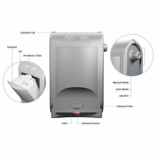 EyeVac PRO Touchless Automatic Stationary Vacuum with Infrared Sensors, Silver Perspective: right