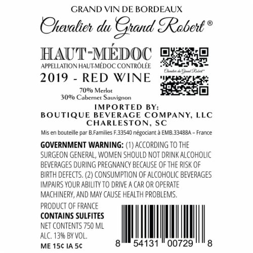 Chevalier du Grand Robert Haut Medoc French Red Wine Perspective: right