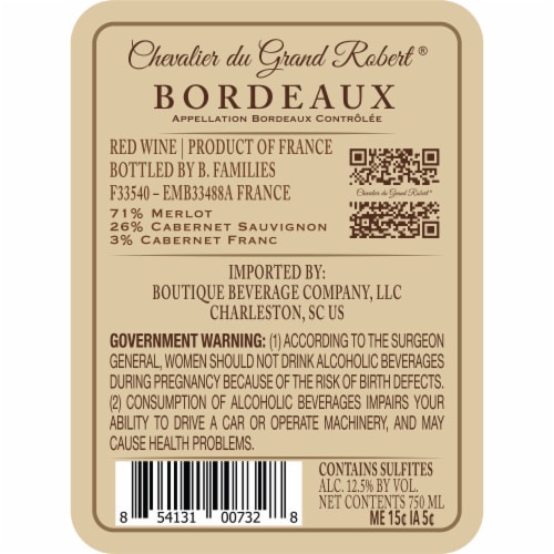 Chevalier du Grand Robert Bordeaux Rouge Perspective: right