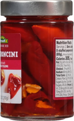 Fine Food Dittmann Red Peperoncini Stuffed with Cream Cheese Perspective: right