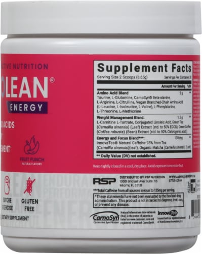 RSP Fruit Punch Flavor Amino Lean® Powder Perspective: right