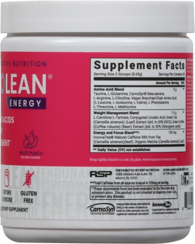 RSP Fruit Punch Flavor Amino Lean® Powder Perspective: right