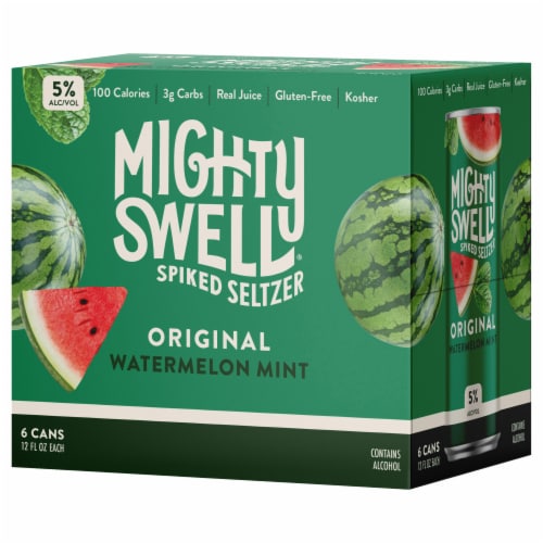 Mighty Swell Hard Seltzer Watermelon Mint 6pk Perspective: right