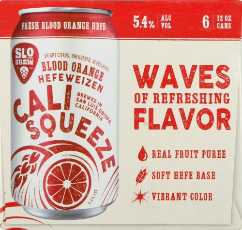 Slo Brew Cali Squeeze Blood Orange Hefeweizen Craft Beer Perspective: right