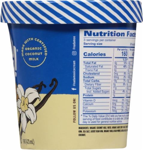 Nadamoo!® Dairy Free Organic Vanilla Bean Frozen Dessert Pint Perspective: right