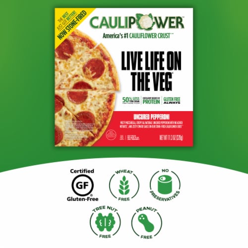 Caulipower® Uncured Pepperoni Gluten Free Cauliflower Crust Frozen Pizza Perspective: right