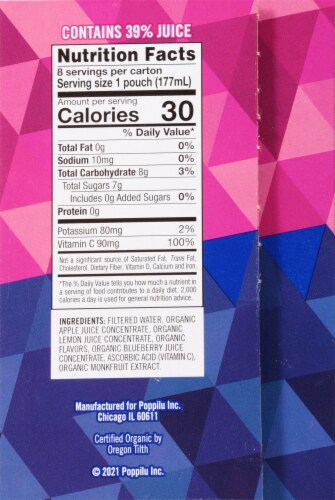 Poppilu® Blueberry Bold & Tangy Lemonade Pouch Perspective: right