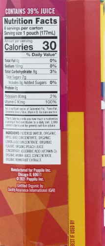 Poppilu® Bold & Tangy Peach Organic Lemonade Pouches Perspective: right