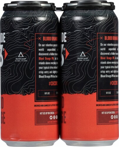 Latitude 33 Blood Orange IPA Beer Cans Perspective: right