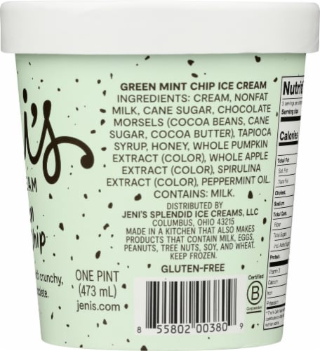 Jeni's Green Mint Chip Ice Cream Pint Perspective: right