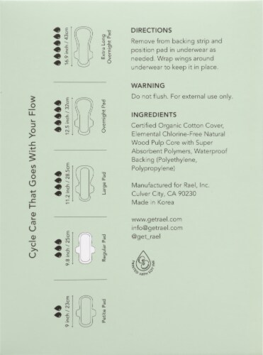 Rael Organic Cotton Cover Regular Pads with Leak Locker Perspective: right