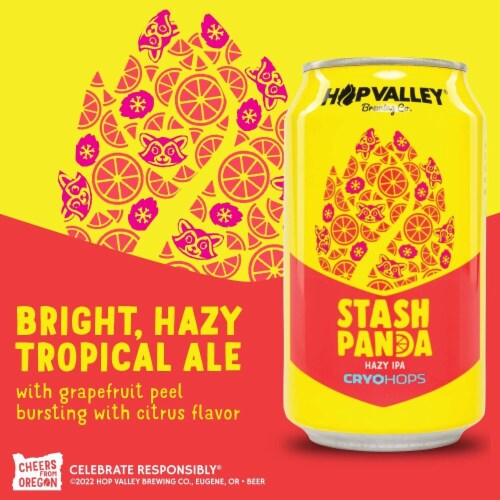 Hop Valley Stash Panda Hazy IPA Craft Beer Perspective: right