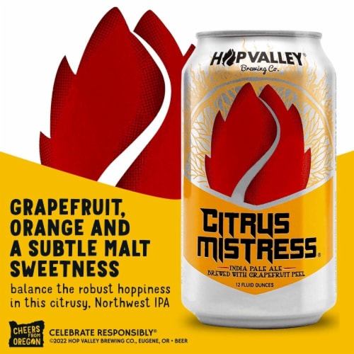 Hop Valley Citrus Mistress IPA Cans Perspective: right