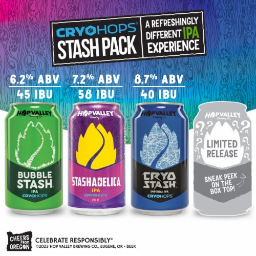 Hop Valley Cryo Stash Craft Beer Variety Pack Hazy IPA Beer Perspective: right