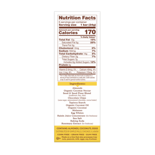 Simple Mills® Soft-Baked Dark Chocolate Almond Flour Bars Perspective: right