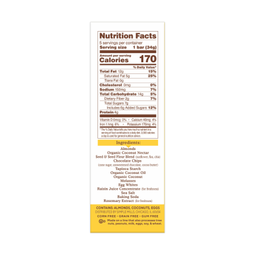 Simple Mills® Dark Chocolate Almond Soft Baked Almond Flour Bars Perspective: right
