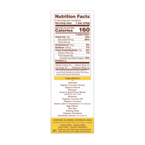 Simple Mills® Soft Baked Nutty Banana Bread Almond Flour Bars Perspective: right