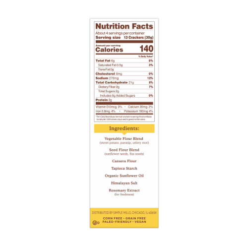 Simple Mills Himalayan Salt Veggie Pita Crackers Perspective: right