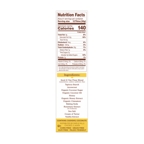 Simple Mills® Seed & Nut Flour Honey Cinnamon Sweet Thins® Cookies Perspective: right