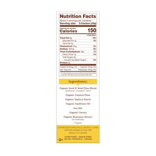 Simple Mills Original Organic Seed Crackers Perspective: right