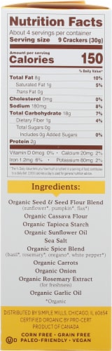 Simple Mills Organic Seed Flour Crackers - Garlic & Herb Perspective: right