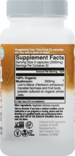 Om Mushroom Lion's Mane Mushroom Superfood Capsules 90 Count Perspective: right