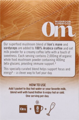 Om® Mushroom Powered Latte Blend Organic Instant Coffee Perspective: right