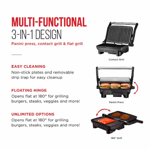 Chefman Grill and Panini Press - Black/Silver Perspective: right