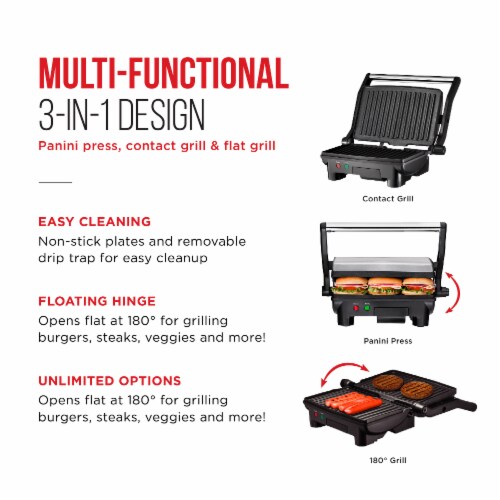 Chefman Grill and Panini Press - Black/Silver Perspective: right