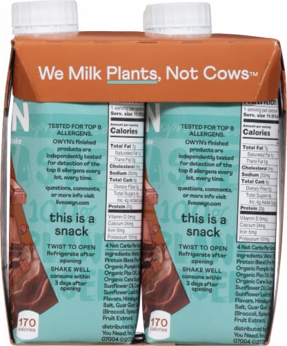 OWYN™ Dark Chocolate Non-Dairy Protein Shake Perspective: right