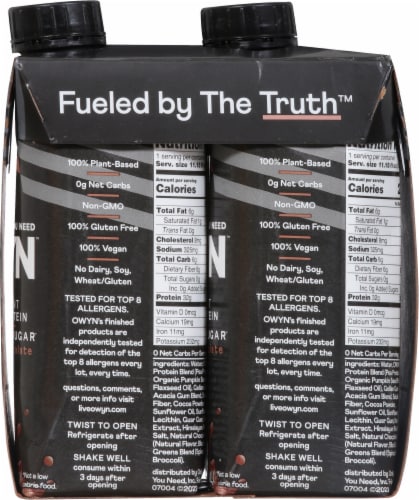 OWYN™ 100% Vegan Pro Elite Chocolate Protein Shakes Perspective: right