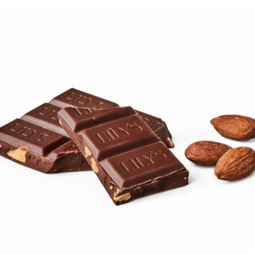 LILY'S Salted Almond Milk Chocolate Style No Sugar Added Sweets Bar Perspective: right