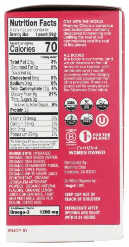 Mamma Chia® Organic Strawberry Lemonade Prebiotic Squeeze Snack Perspective: right