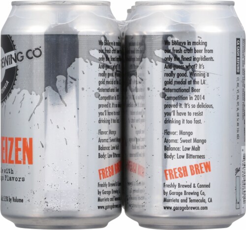 Garage Brewing Co. Mango Hefeweizen Beer Perspective: right