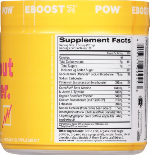 EBOOST Tropical Punch Pre-Workout Superenhancer Powder Perspective: right
