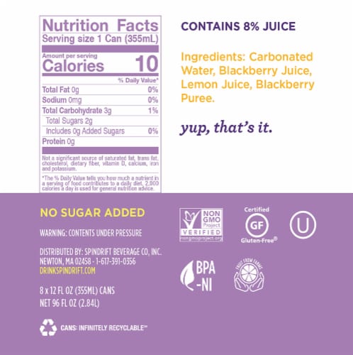 Spindrift® Blackberry Flavored Sparkling Water Cans Perspective: right