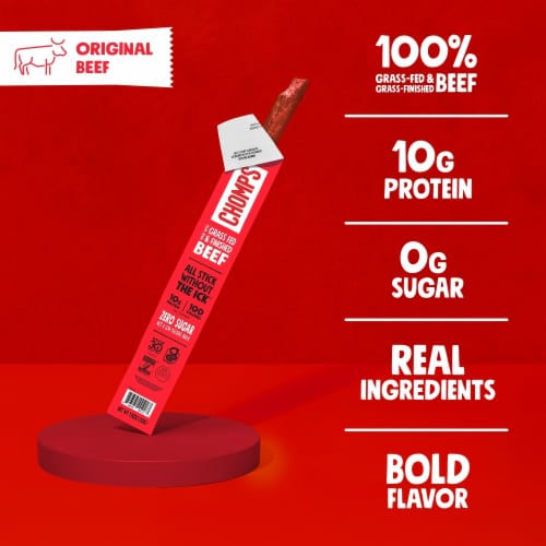 Chomps Grass-Fed & Finished Original Beef Stick, 1.15oz Perspective: right
