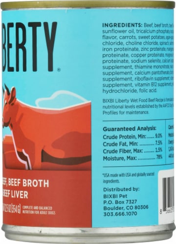 BIXBI Liberty Beef Recipe Wet Dog Food Perspective: right