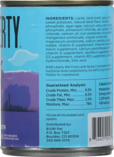 BIXBI Liberty Limited Ingredient Lamb Recipe Wet Dog Food Perspective: right