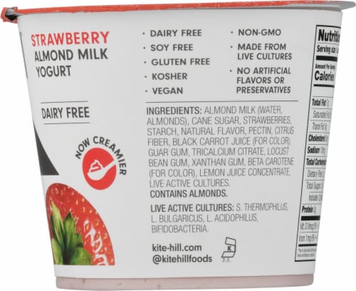 Kite Hill® Strawberry Dairy Free Almond Milk Yogurt Cup Perspective: right