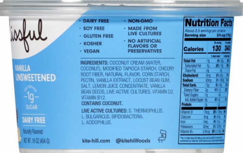 Kite Hill Blissful Vanilla Unsweetened Creamy Coconut Milk Yogurt Perspective: right