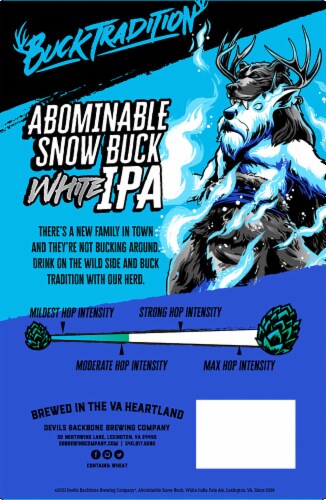 Devils Backbone Brewing Company Abominable Snow Buck White India Pale Ale Perspective: right