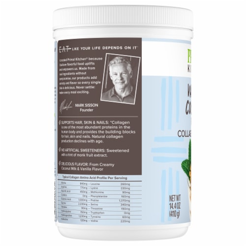 Primal Kitchen Coconut Vanilla Collagen Fuel Peptide Drink Mix Perspective: right